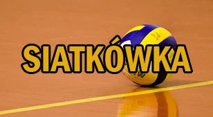 W tle piłka do gry w siatkówkę leżąca na boisku z przodu widoczny napis siatkówka