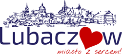 Panorama miasta Lubaczowa z napisem Lubaczów miasto z sercem